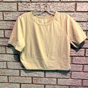 FLX Womens Sage Green Short Sleeve Cropped Athletic T-Shirt Size L